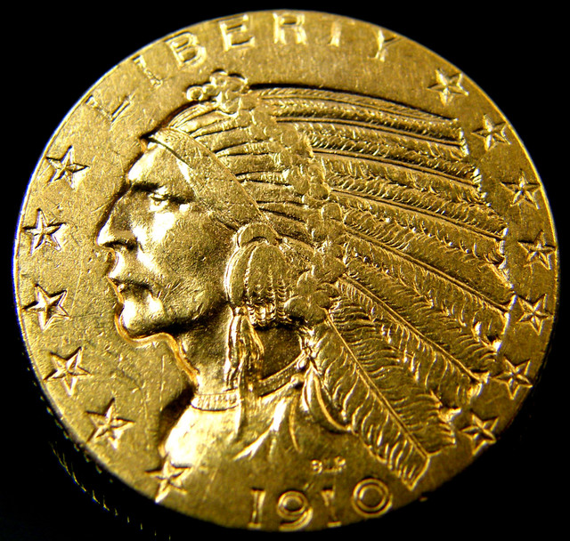 USA GOLD COIN 1910 FIVE DOLLARS INDIAN HEAD CO 159