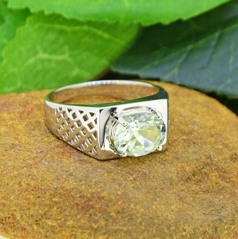 prasiolite gemstone ring