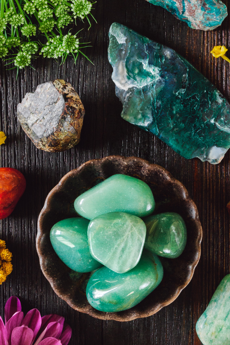 Tumbled chrysocolla gemstones