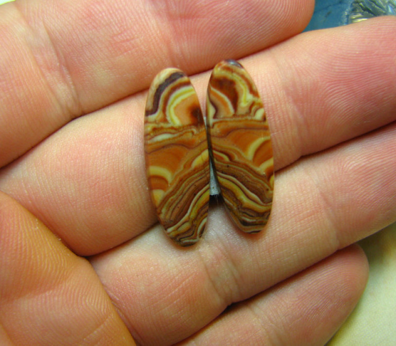 wave dolomite gemstone variety cabochon pair