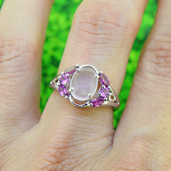 Rose quartz sterling silver ring Clearance