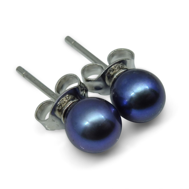 dark blue pearl gemstone earrings