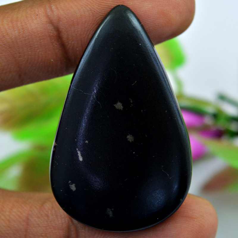 shungite gemstone cabochon pear shape