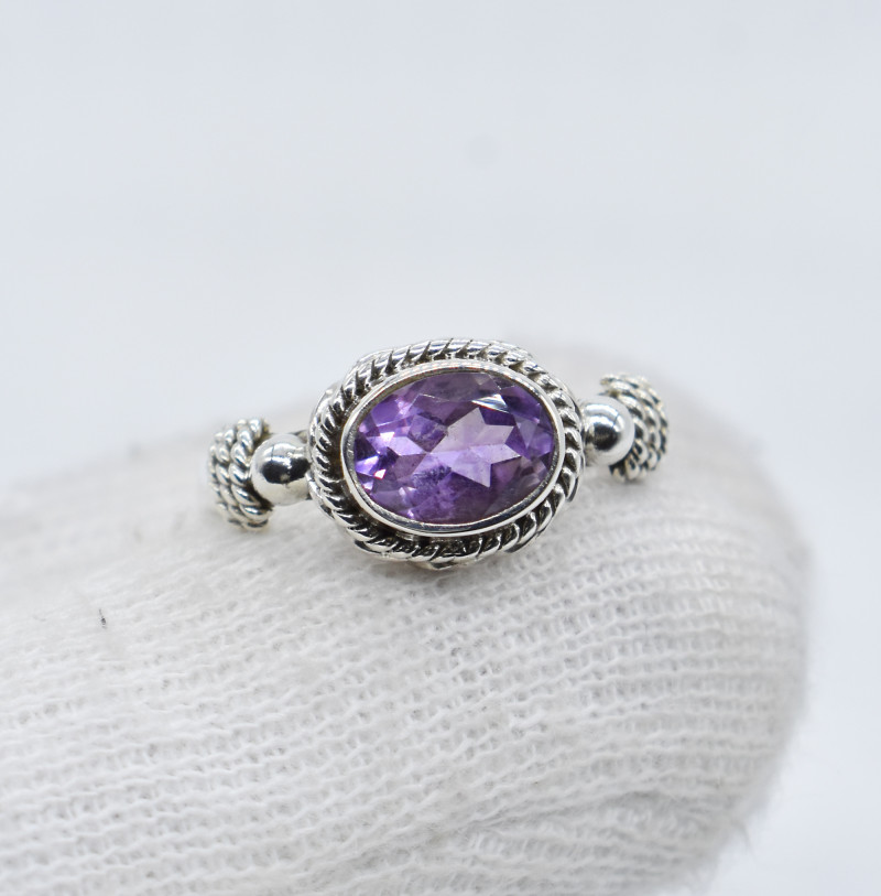 Natural Amethyst Pear Ring 925 Silver Jewelry.Free Shipping.All US SIZE