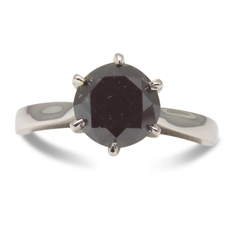 black diamond faceted gemstone ring