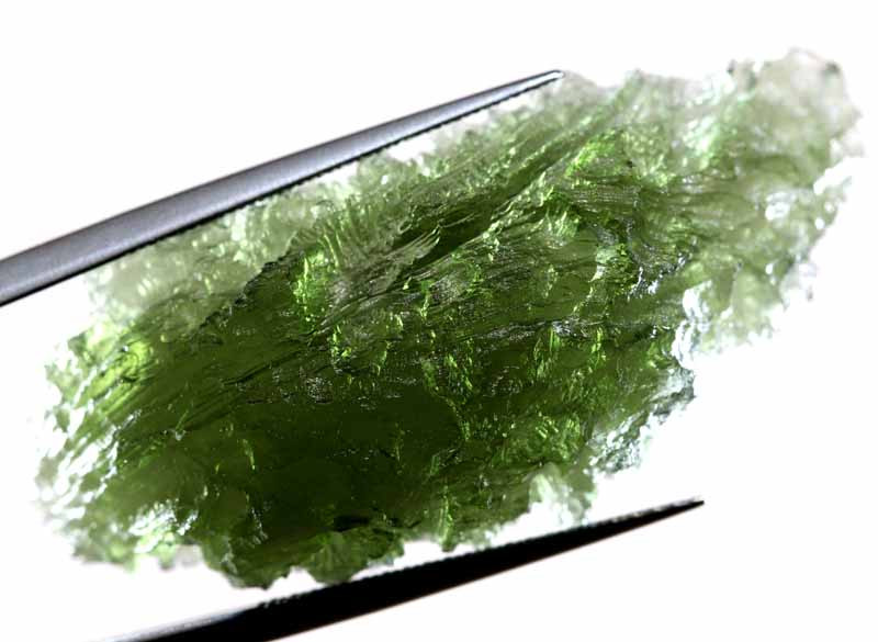 types of natural glass gemstones - moldavite tektite