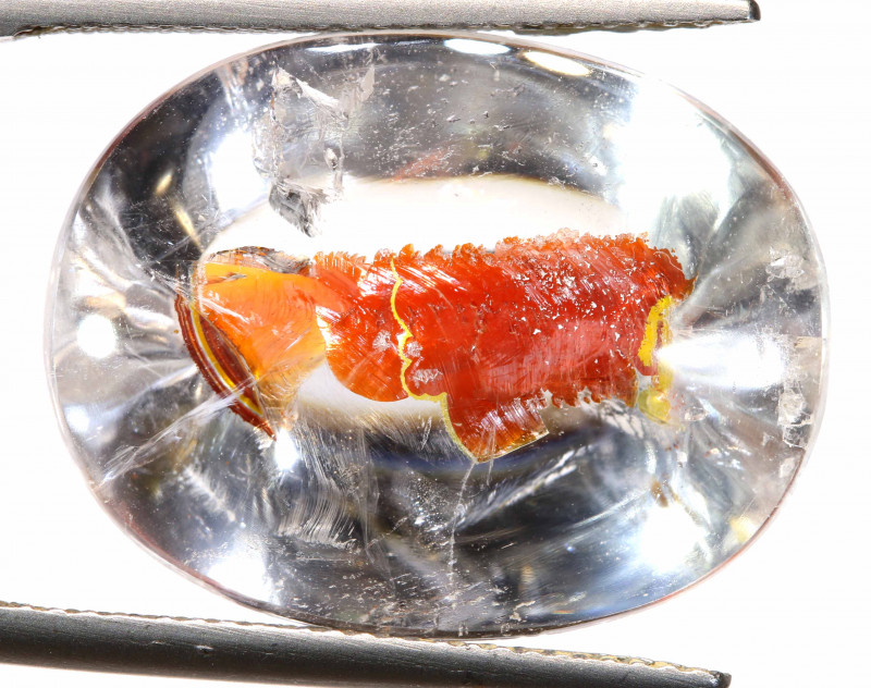 18.40 CTS KOI FISH QUARTZ FACETED STONE BG688