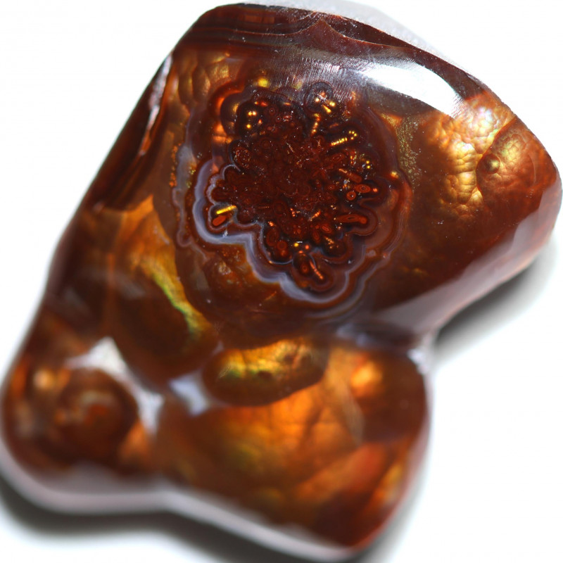 35.78 CTS FIRE AGATE POLISHED SPECIMEN WITH RARE 'SPARKS' [STS1948]