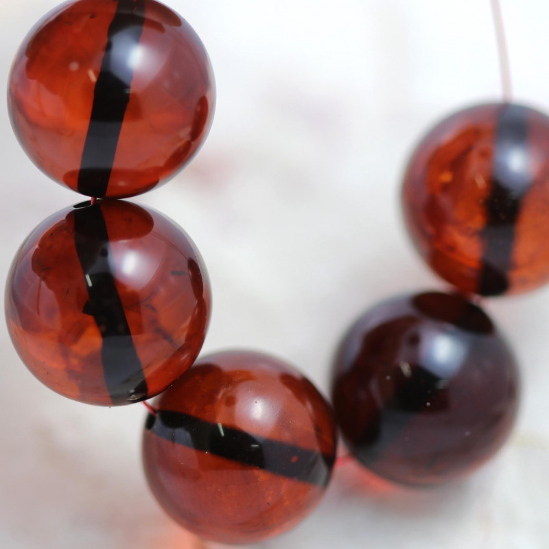 Necklace of Unique Red Amber Beads, Unique necklace