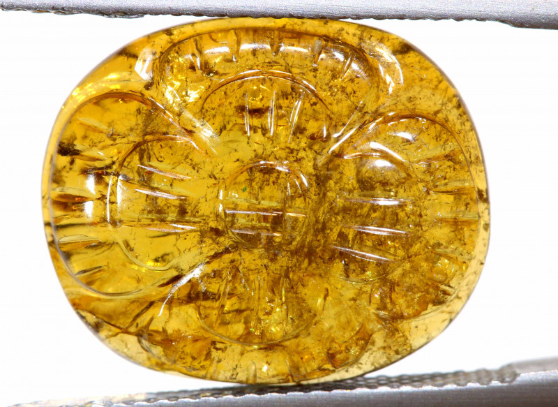 golden tourmaline floral carving