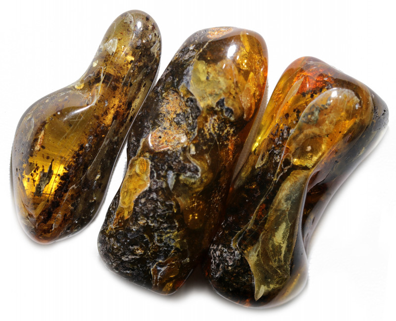 192 Cts Parcel 3 Tumbled Polished Rough Amber AM 1754