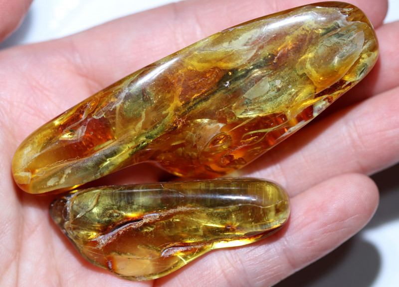 109 Cts Pair Tumbled Polished Rough Amber AM 1781