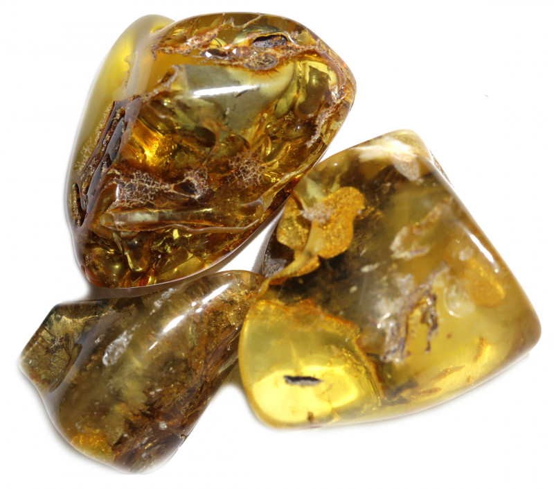 199 Cts Parcel 3 Tumbled Polished Rough Amber AM 1789