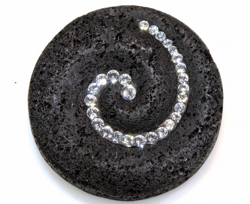 lava rock gemstone bead with cubic zirconia