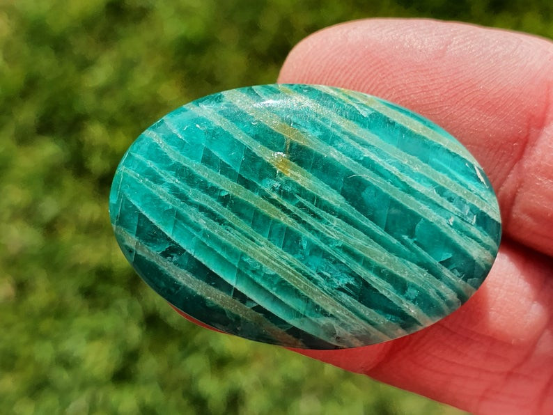 32mm Amazonite cabochon oval 32 by 22 by 5mm
