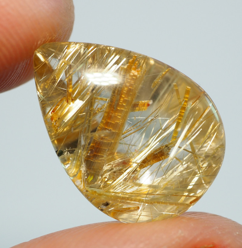 rutile in quartz cabochon