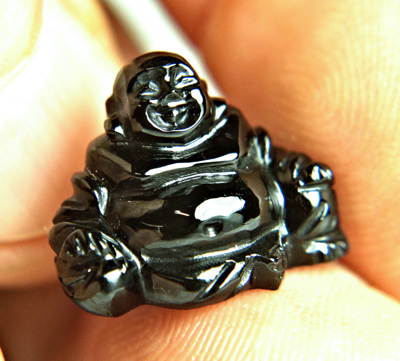 black spinel buddha carving