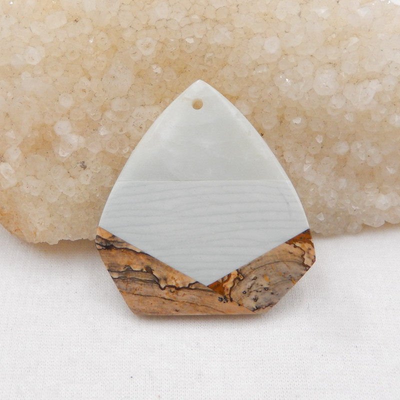 white agate and picasso jasper gemstone pendant