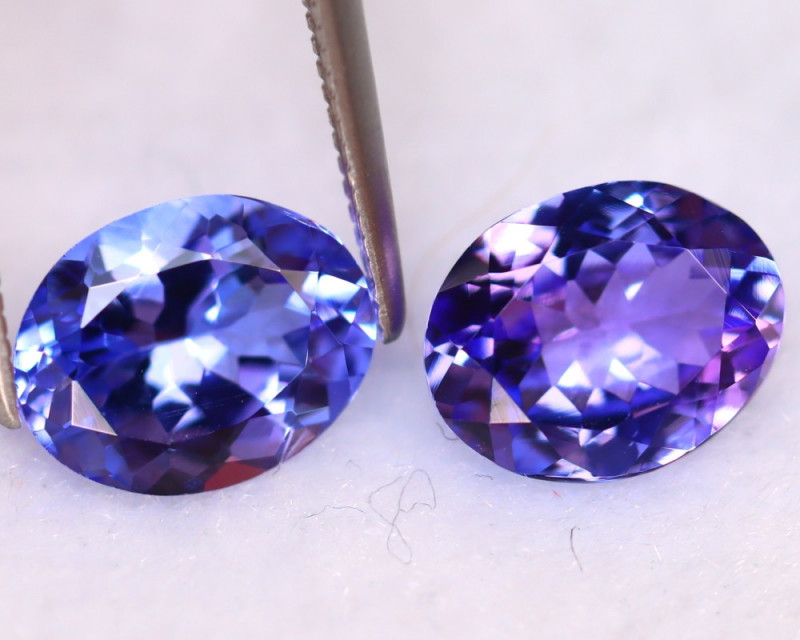 Tanzanite 4.06Ct 2Pcs Natural VVS Purplish Blue Tanzanite