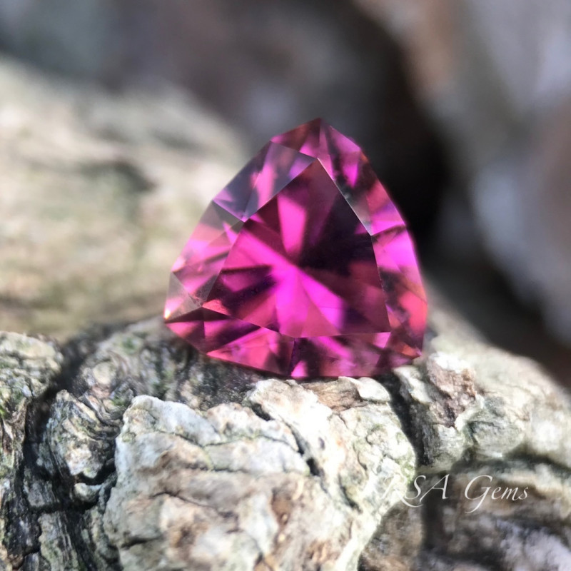 rubellite gemstone faceted trillion