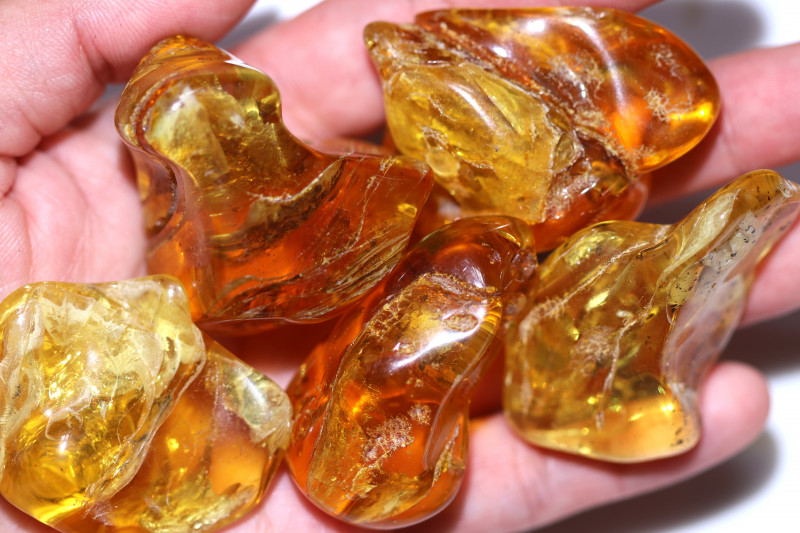 208.40 Cts 5 pcs Natural Polished Amber from Poland