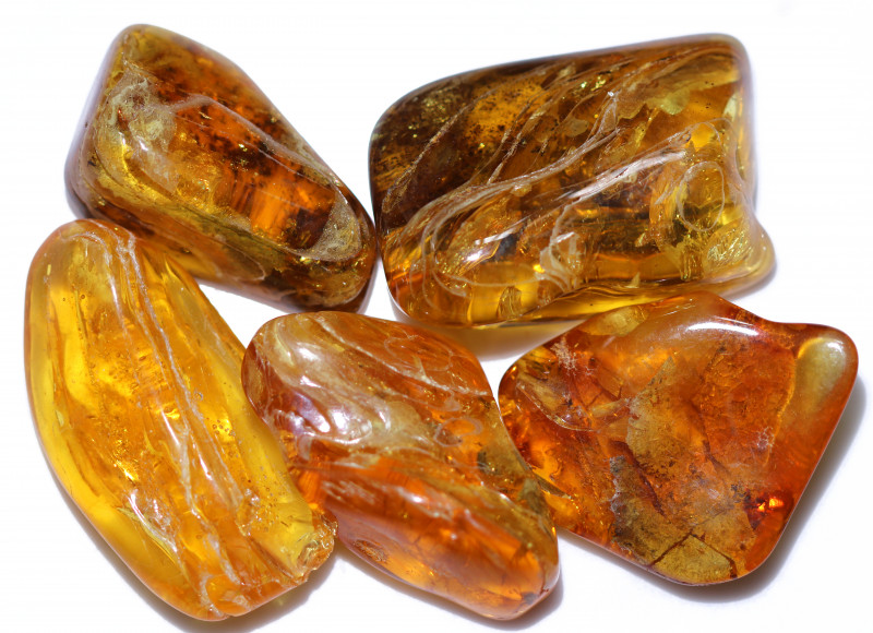 245.00 Cts 5 pcs Natural Polished Amber from Poland