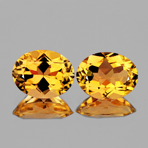 10x8 mm Oval 2 pcs 4.46cts Golden Yellow Citrine [VVS]