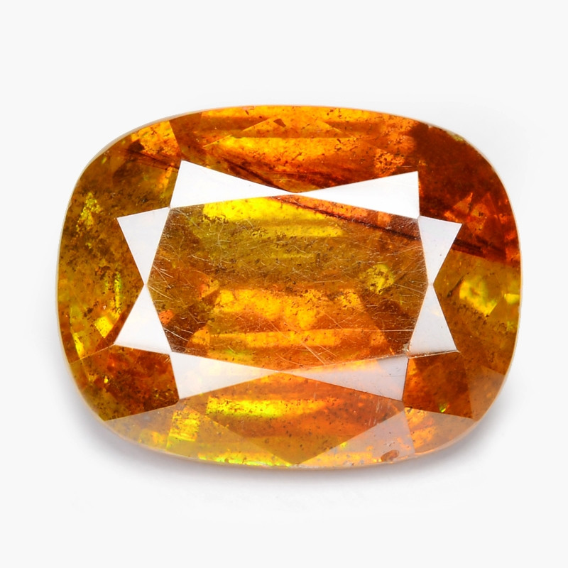 sunset-orange sphalerite gemstone faceted cushion cut