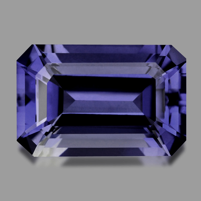 iolite faceted gemstone emerald cut