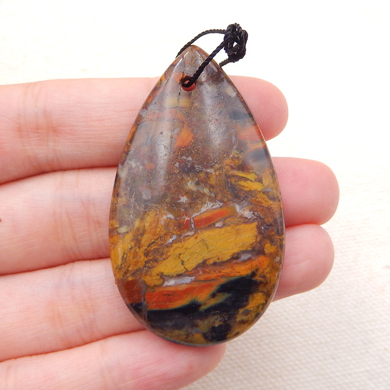 red and orange pietersite gemstone pendant