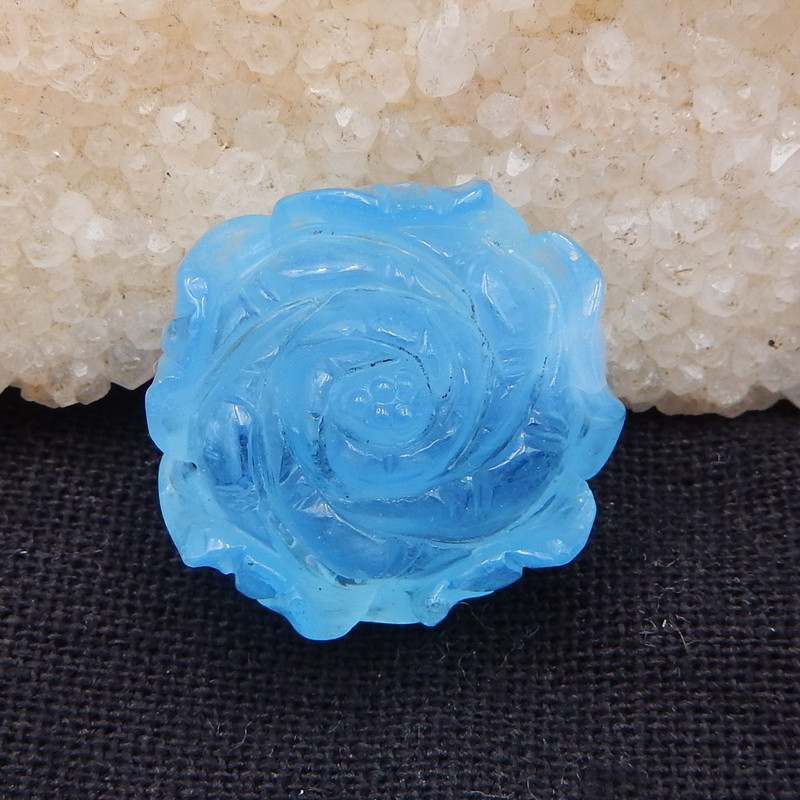 blue aquamarine beryl gemstone carving of rose