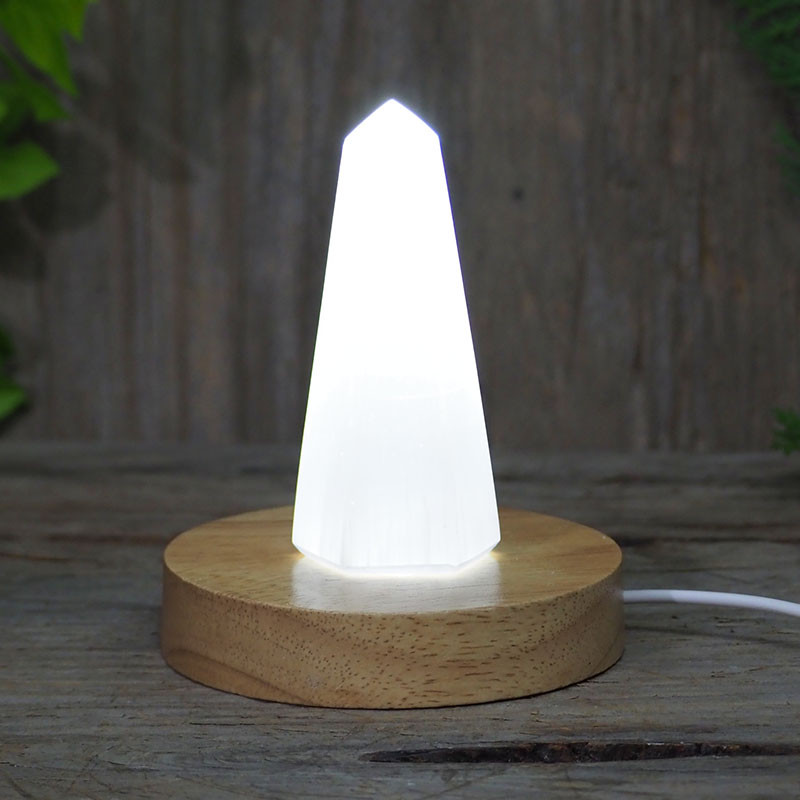 selenite gemstone lamp obelisk