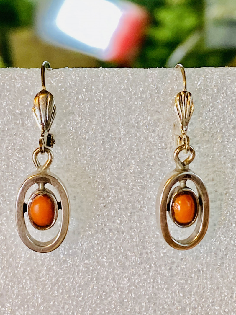 CORAL EARRINGS SALMONCOLORED, SILVER COLLECTION!