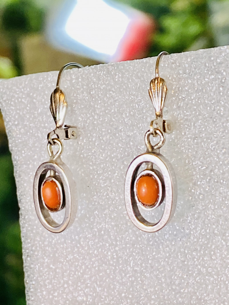 CORAL EARRINGS SALMONCOLORED, SILVER COLLECTION!
