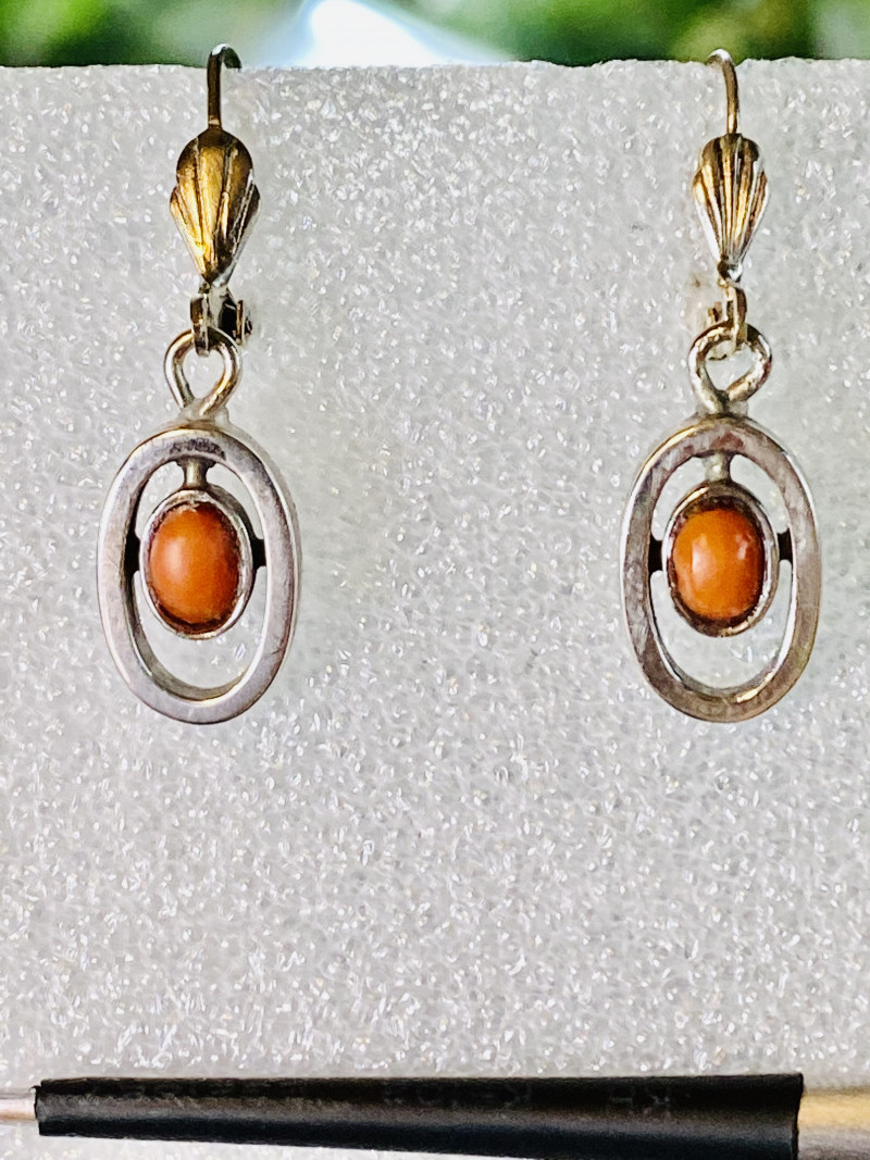 CORAL EARRINGS SALMONCOLORED, SILVER COLLECTION!
