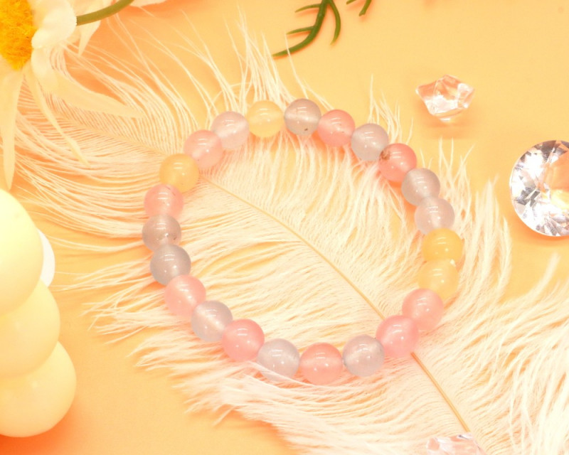 morganite beads bracelet with other beryl gemstones