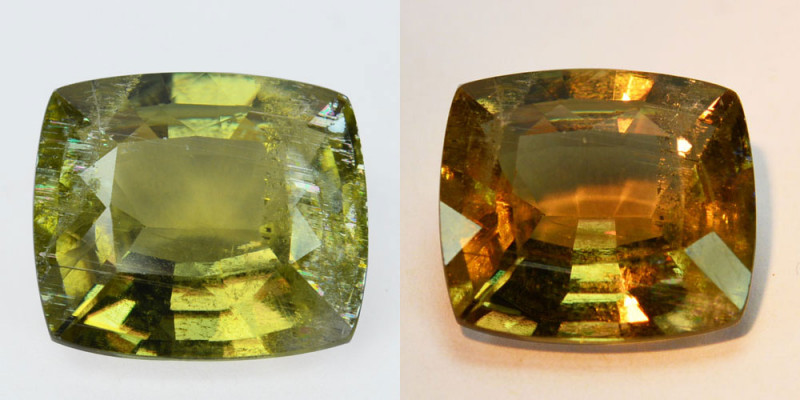 green color-changing diaspore gemstone