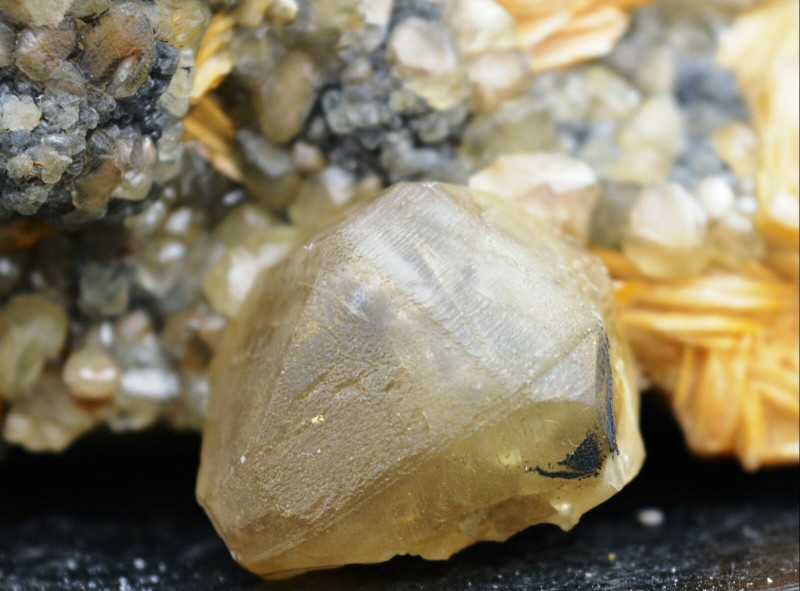 cerussite crystal with barite and galena