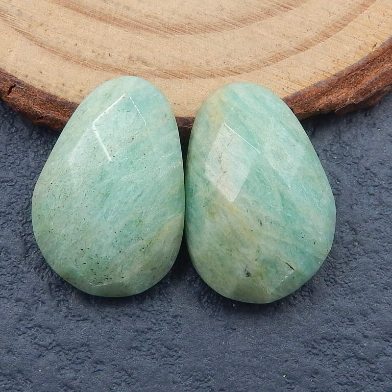 amazonite faceted cabochon pair