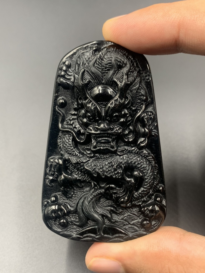 black jade carving of dragon