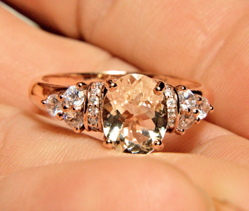 morganite beryl gemstone ring with diamonds