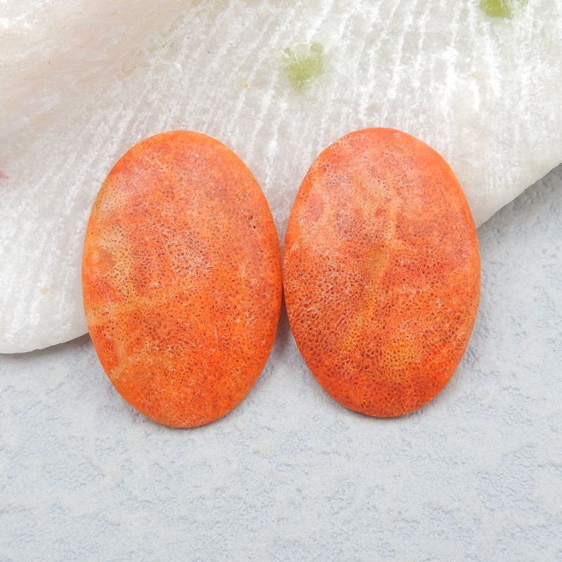 orange coral cabochon gemstone