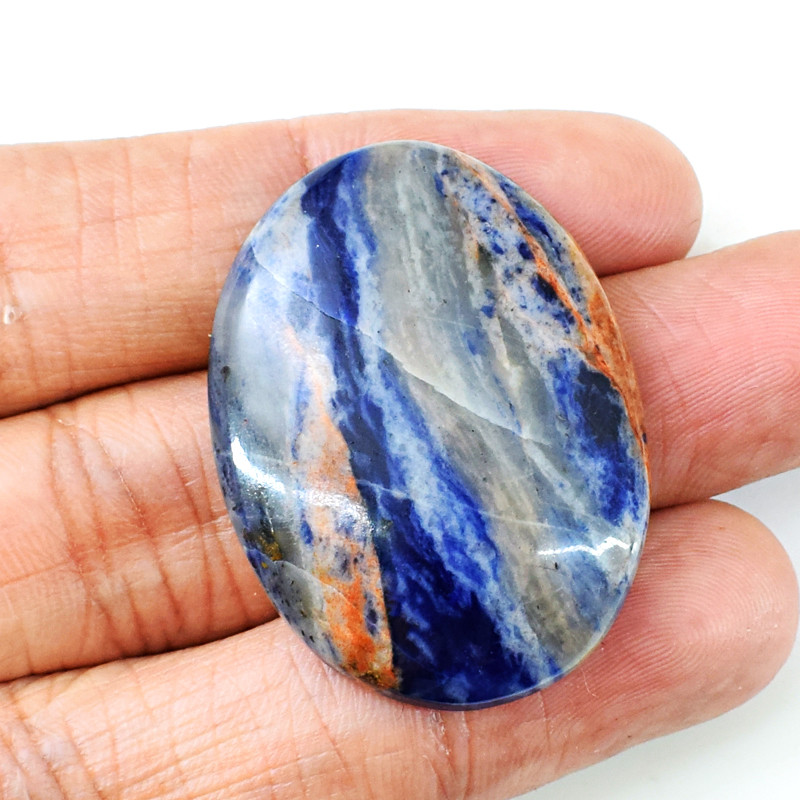 cabochon de pierre précieuse sodalite bleue et orange