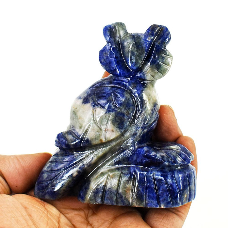 sodalite gemstone carving of owl