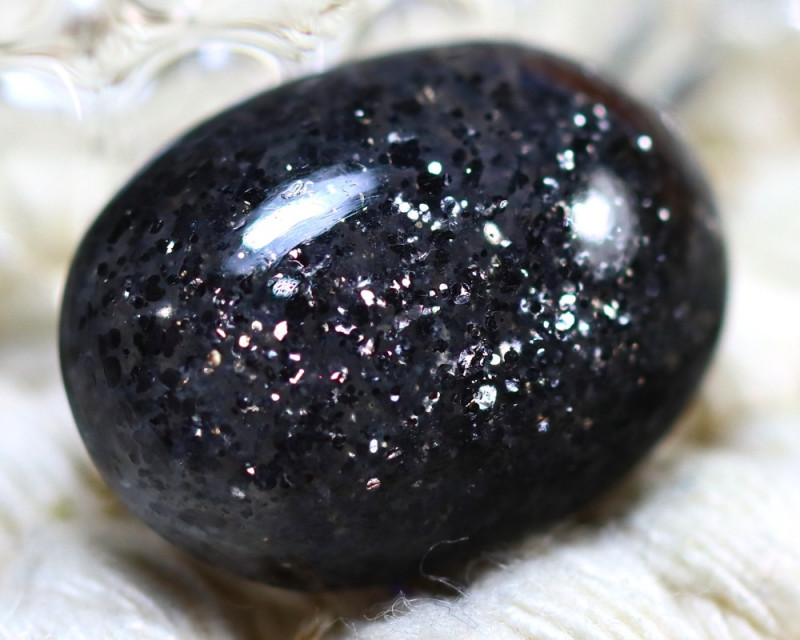 zwarte galaxy aventurijn edelsteen cabochon