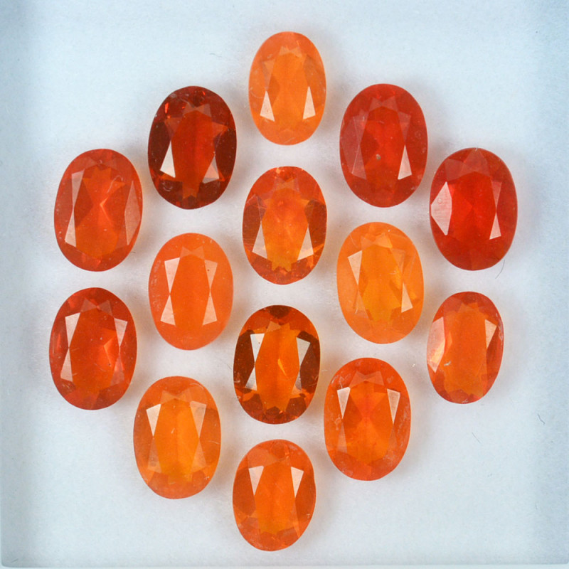 mexican fire opal faceted gemstones parcel