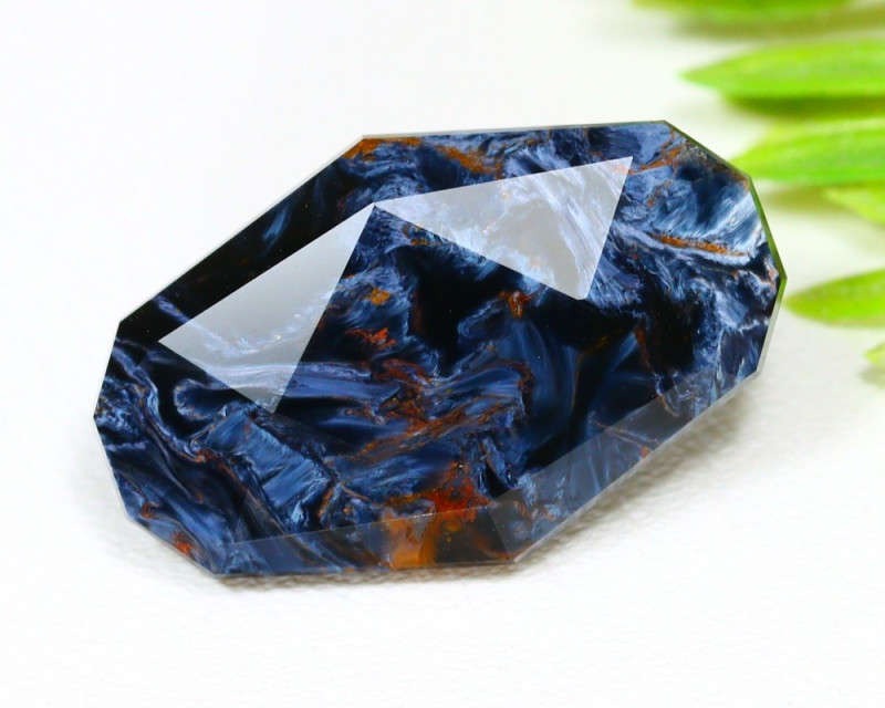 blue pietersite gemstone faceted