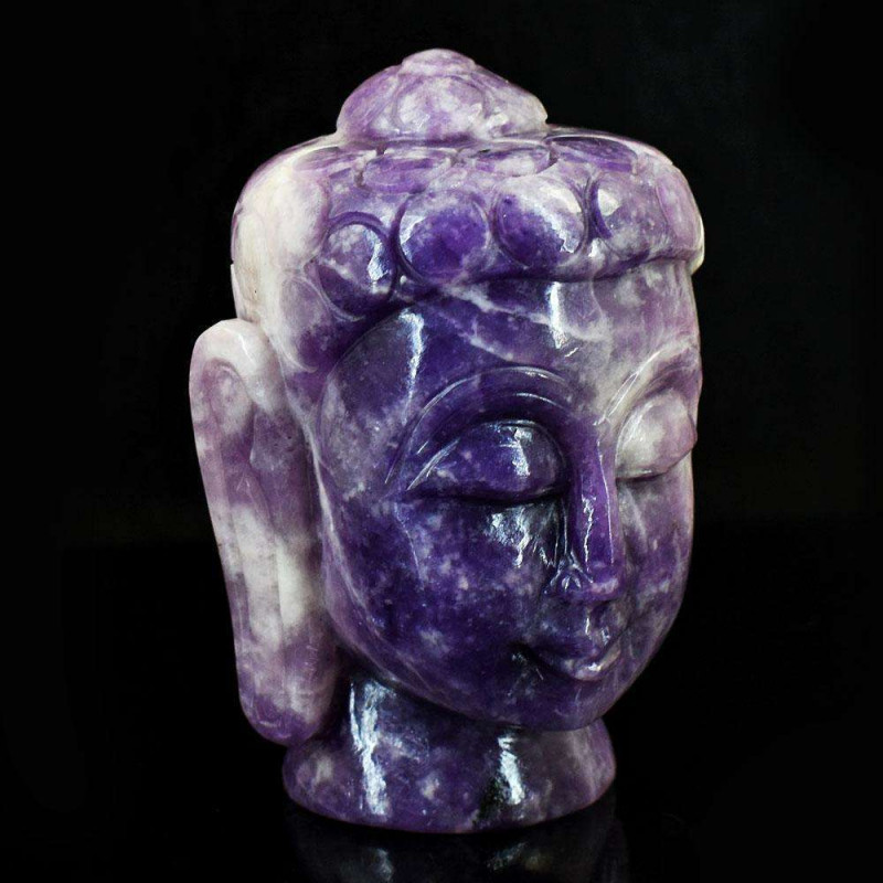 lepidolite carving buddha head