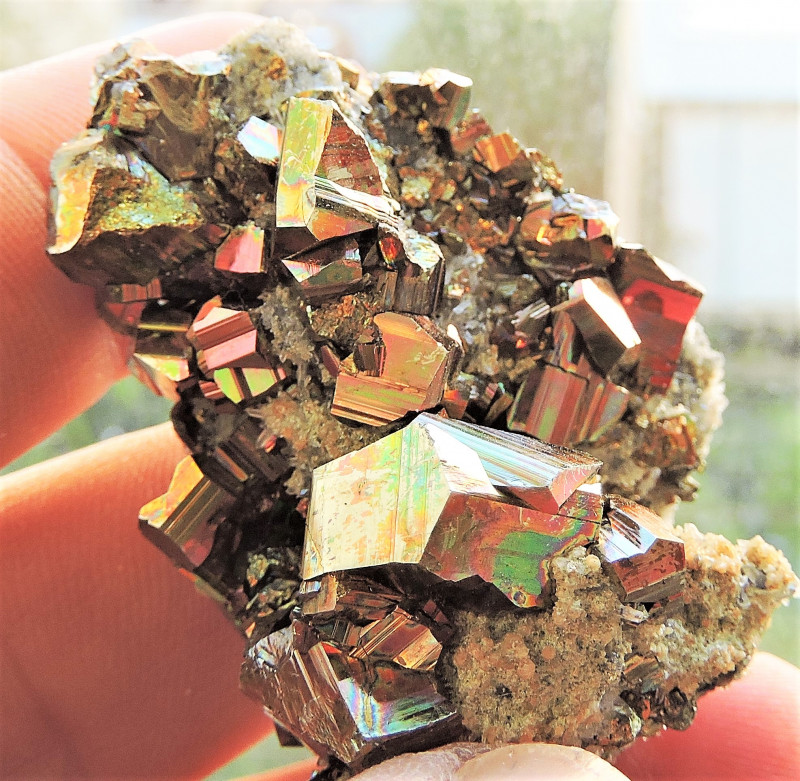 multicolor rainbow iridescent pyrite gemstone crystal