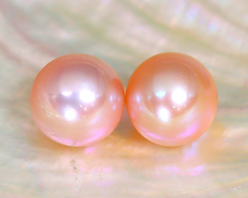 pink akoya pearl pair